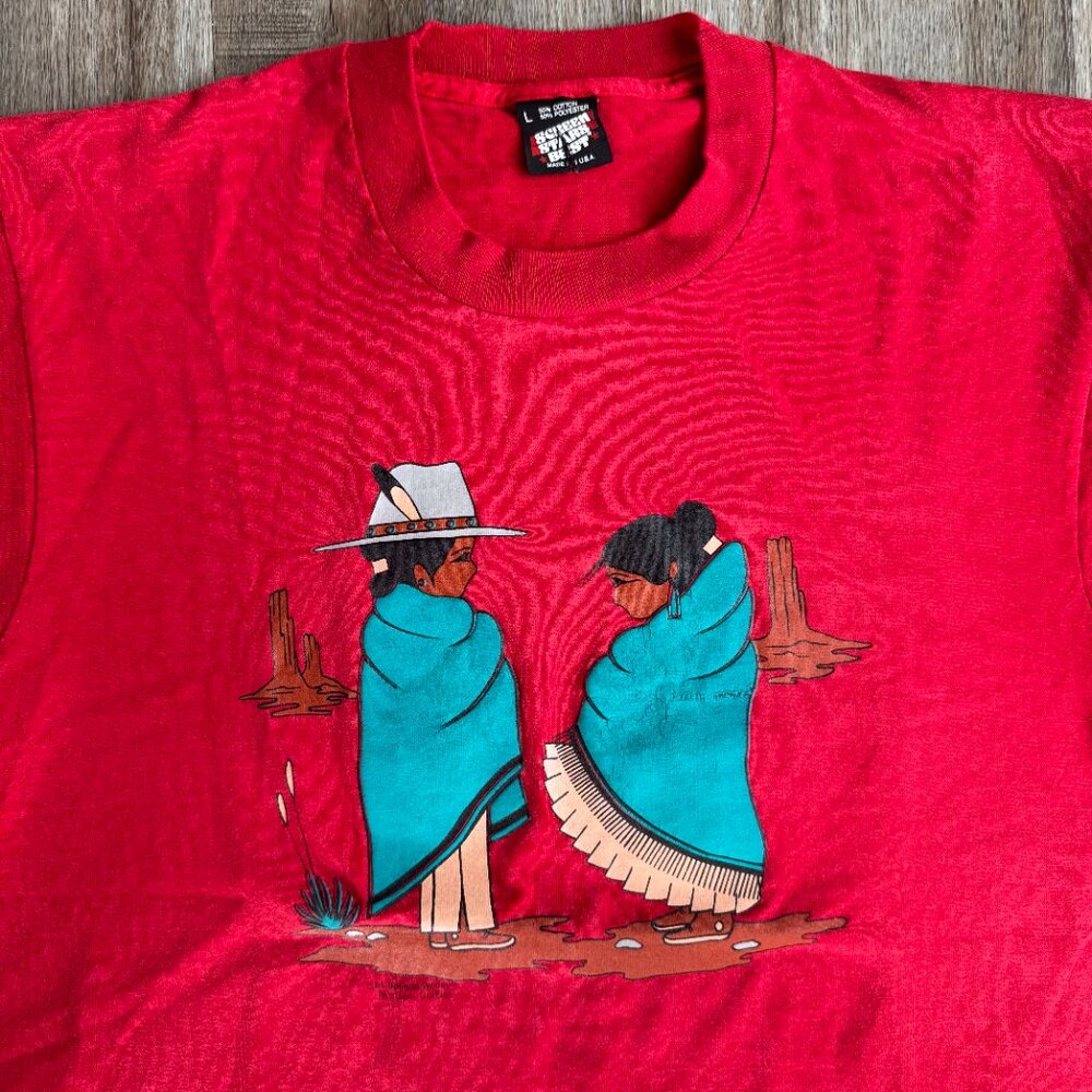 Vintage 1991 Native American T-Shirt - size Large single stitch made in USA - Picture 2 of 5